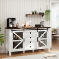 thumbnail image 2 of PPorfamilia 59" Farmhouse Buffet Cabinet with Storage and Sliding Barn Doors, White, 2 of 10