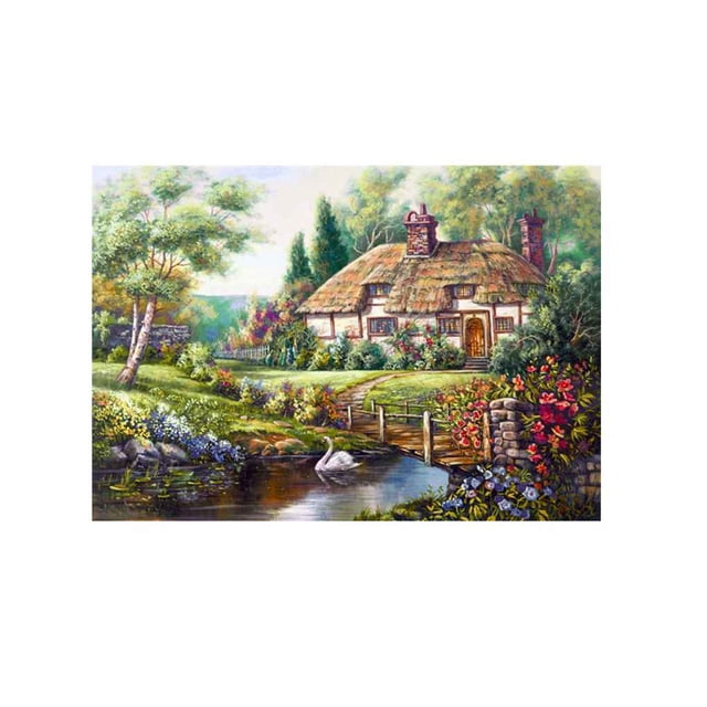 Bosque casa paisaje pintura de diamantes de imitación paisaje cristal punto de cruz decoración del hogar imagen de diamante Inevent JJ14138-02