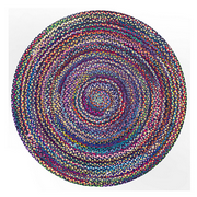 Jaipur Art And Craft Modern 100x100 CM (3.33 x 3.33 Square feet)(39 x 39.00 Inch)Multicolor Round Jute AreaRug Carpet throw