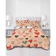 thumbnail image 2 of Twin Quilt Bedding Set, Valentines Love Heart Reversible Summer Quilt 3 Pieces, Romantic Red Black Lightweight Bedspreads Coverlets with 2 Pillow Shams for All Seasons, 2 of 5