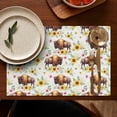 thumbnail image 5 of White Buffalo Sunflower Flower Pattern Summer Placemats Table Placemats Set Of 4-Linen Kitchen Washable Placemats Table Mats 11.8"x17.7" Non-Slip Heat Resistant, 5 of 6