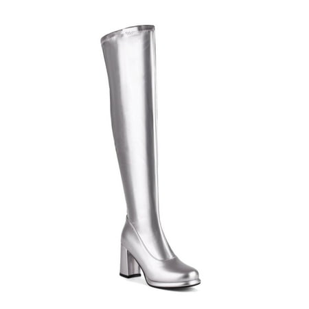 

Ediodpoh Women s Fashion Elastic Long Boots Over Knee Fashion Large Women s Boots Thick Heel Long Boots Woman Shoes Silver 5.5