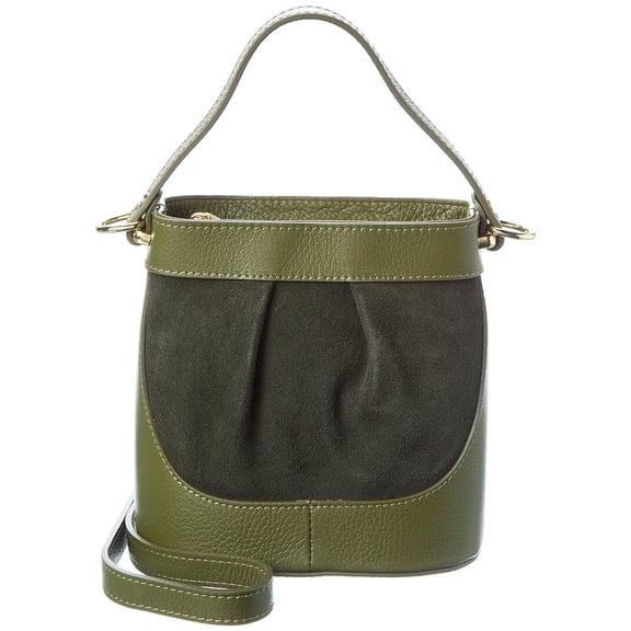 Persaman New York Suede And Leather Bucket Bag, Green