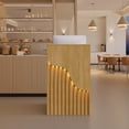 thumbnail image 2 of 23.6" Mobile Reception Desk, Natural Wood Front Counter with LED Light, Lockable Drawers, Compact Desk for Salon, Spa, Office and Retail, 2 of 9