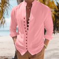 thumbnail image 1 of Camisas informales de lino y algodón para hombre, camisa de manga larga, cuello vuelto, Color sólido, moda, primavera y otoño, 2023, 1 of 4