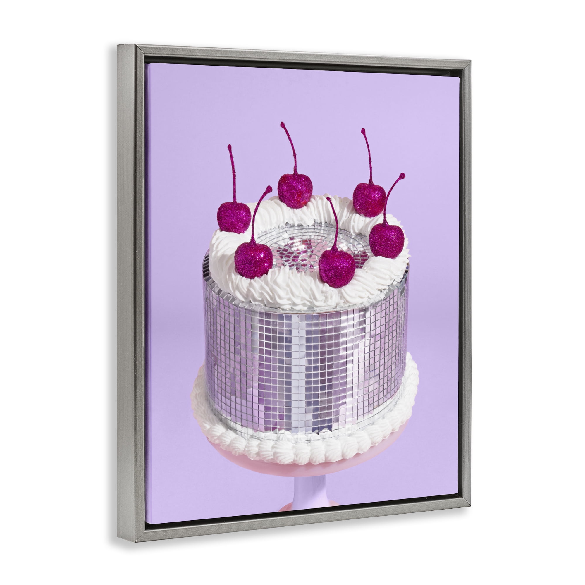 Stupell Industries Gleaming Disco Cake Gray Framed Floater Canvas Wall Art, design by LISH Creative