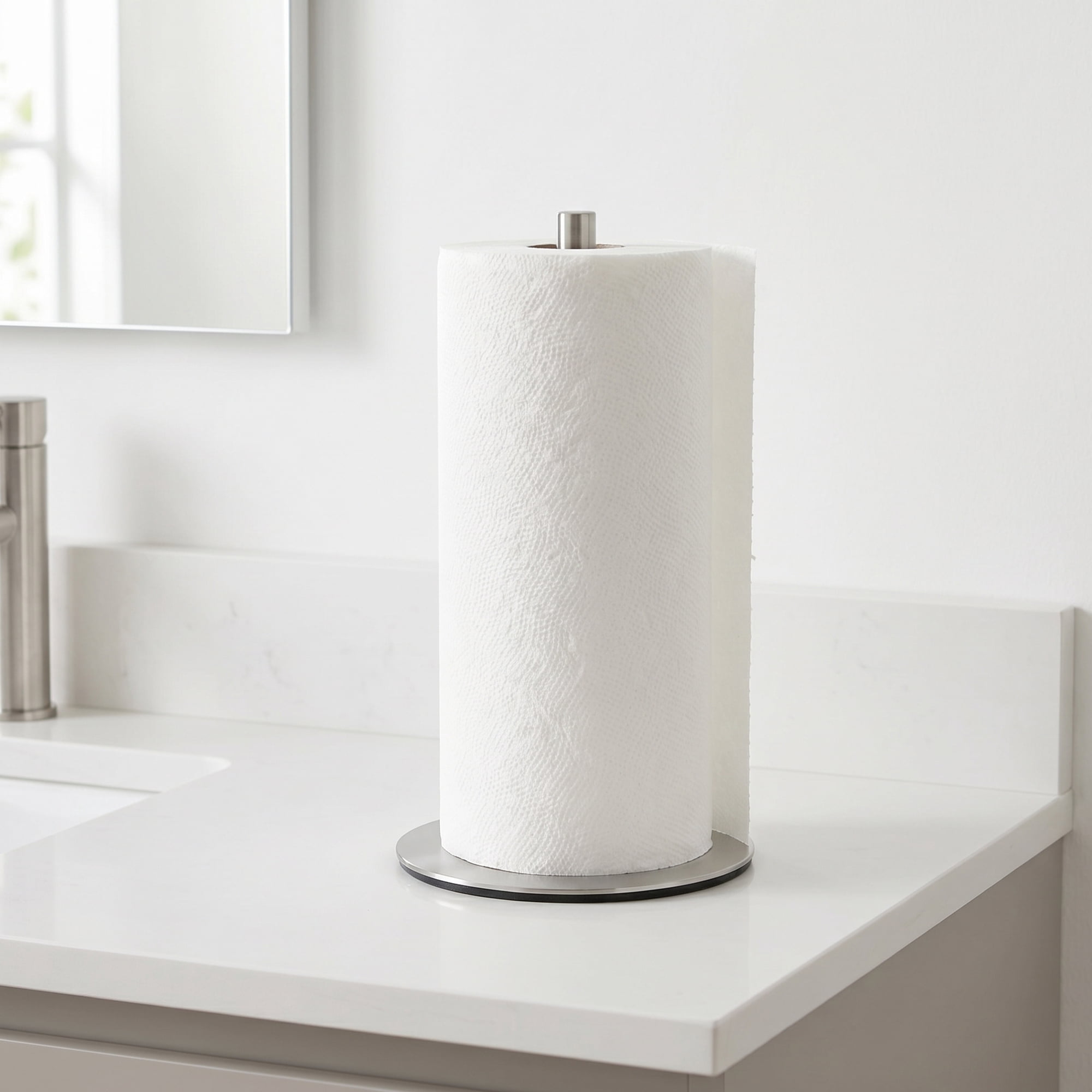 Unique Bargains Countertop Non Slip Base Dispenser Paper Towel Holder Silver B 11.8x6.7in