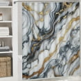 thumbnail image 5 of Shangniulu Abstract Minimalism White and Gold Ink Art Marble Shower Curtain for Bathroom Modern High Definition Printing Waterproof Shower Curtain with Hooks Bathroom Decor, 5 of 6