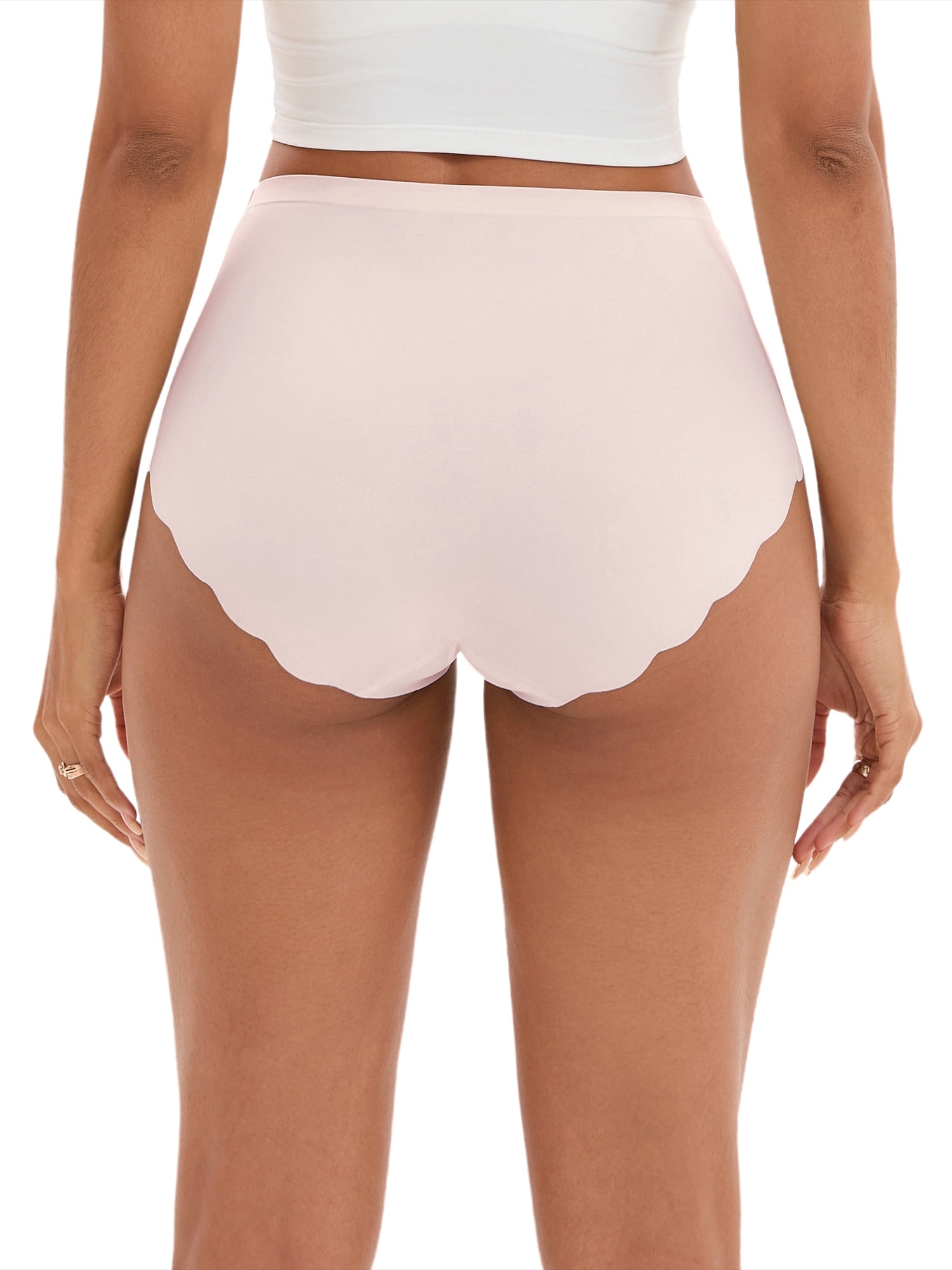 Unique Bargains Women's Comfort Full-Coverage Panties Wave Trim No Trace Briefs L Pink