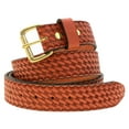 thumbnail image 4 of Mens 1 1/2 Chestnut English Bridle Leather Belt Embossed Basket Weave, 4 of 4