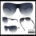 thumbnail image 2 of SA106 Womens Oversize Shield Curved Wrap Around Fashion Sunglasses / Gold Frame - Gradient Black Lens, 2 of 7