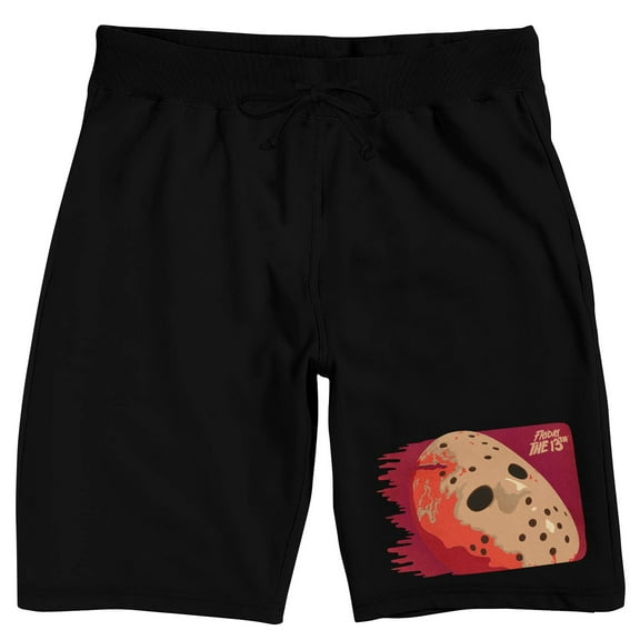 Friday The 13th Hockey Mask Men's Black Sleep Pajama Shorts-XL