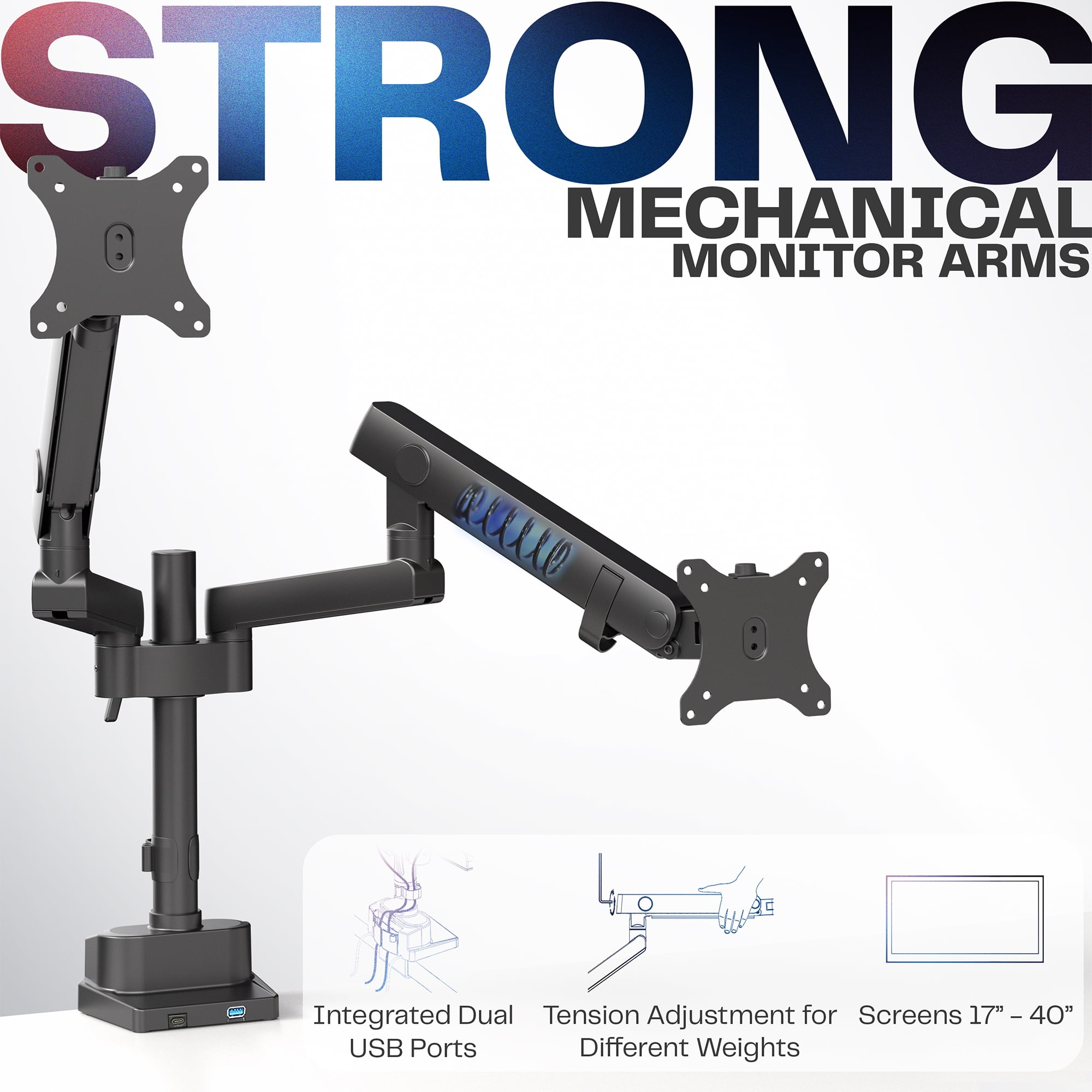 VIVO Premium Aluminum Full Motion Dual Monitor Arm Desk Mount Stand w/ USB Ports