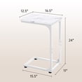 thumbnail image 5 of Melocadol C-Shaped End Table, C Shaped Under Couch Slider, Small Side Tables with Metal Frame, Adjustable Feet, for Living Room, Bedside, Sofa, TV Dinner, Recliner, White, 5 of 5