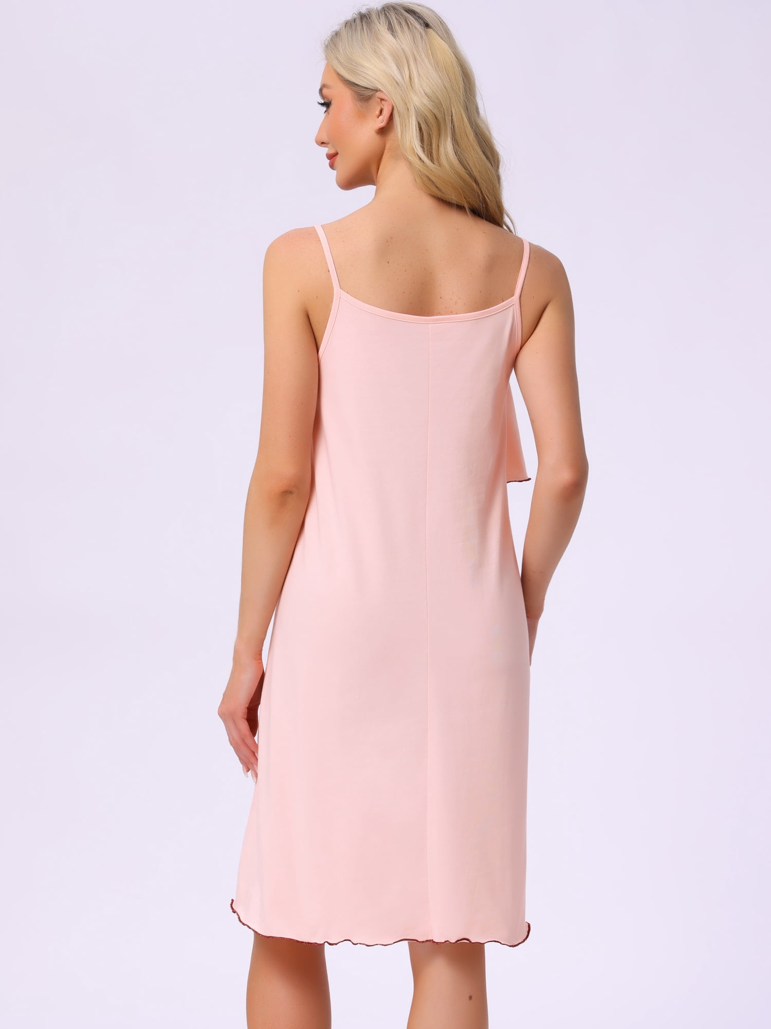 DARING DIVA Women's Sleeveless Loose Fit Chemise Ruffle Camisole XS Pink