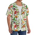 thumbnail image 4 of KLL Mushrooms Gnomes Print Men's Shirt Short Sleeve Button Down Summer Cuba Beach Shirts- XX-Large, 4 of 7