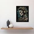 thumbnail image 2 of Psychobilly Music Artwork Teal Blue Orange Rockabilly Punk Rock Woman With Headphones Art Print Framed Poster Wall Decor 12x16 inch, 2 of 5