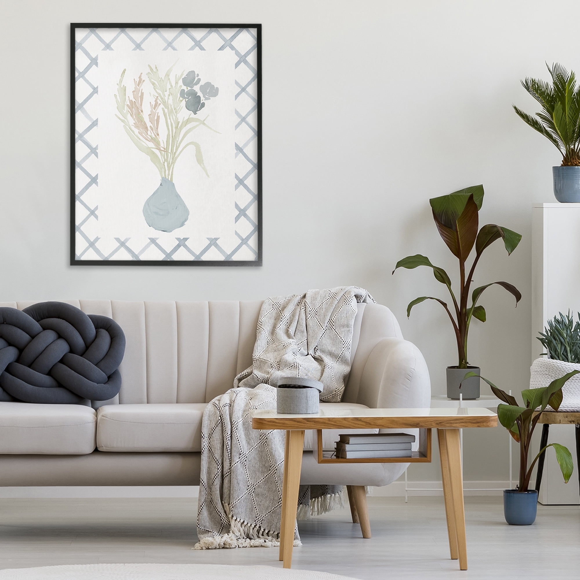 Stupell Industries Soft Blue Anna Bouquet Black Framed Giclee Art, design by Elizabeth Medley