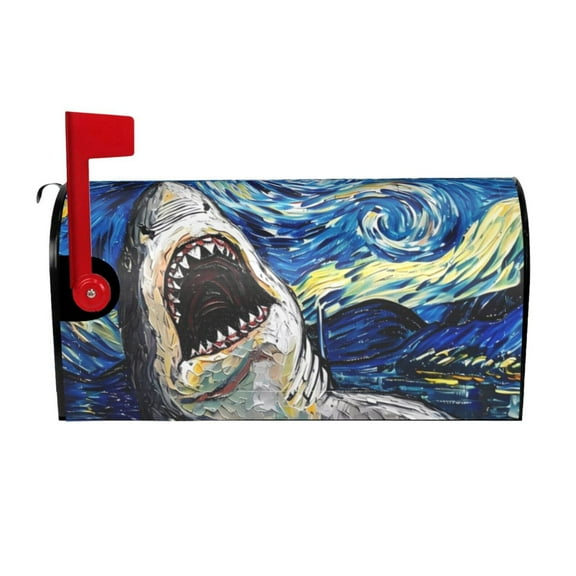 Naloa Vintage Starry Sky Shark Mailbox Covers Magnetic Post Box Cover Post Letter Box Cover Garden Decor-21x18 in