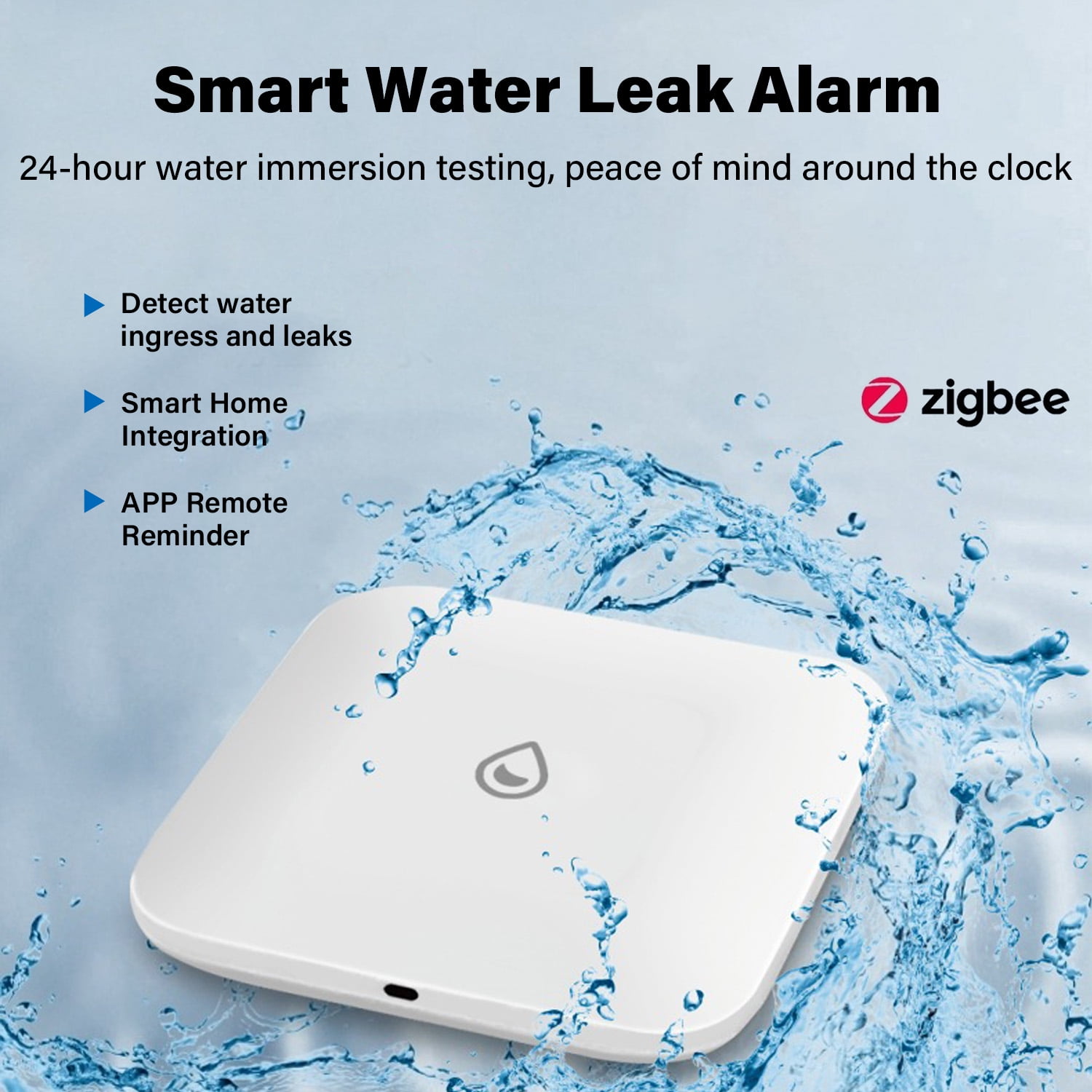 Water Leak Sensor, Zigbee 3.0 Smart Water Detector with App Alert, Low Battery Warning, for Home Kitchen, Bathroom, Basement, No Hub Required