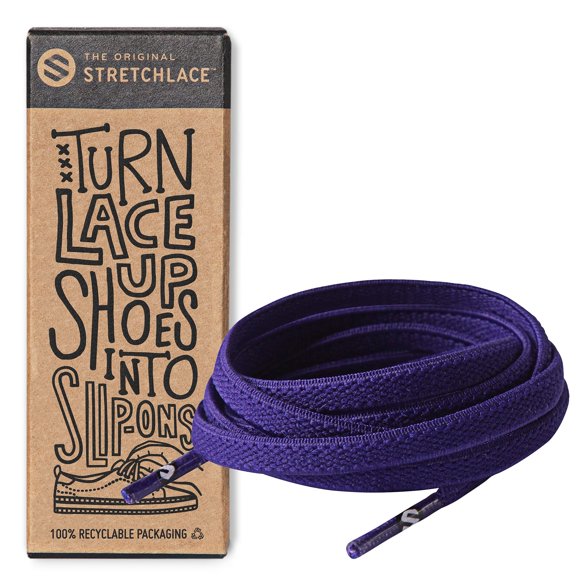 THE ORIgINAL STRETcHLAcE - Flat Elastic Shoelaces, Stretch Shoe Laces for Adult Sneakers, Stylish Shoe Laces for Elderly, Kids, and People with Special Needs, Purple, 45in