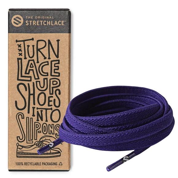 THE ORIgINAL Lacets Élastiques Plats, Lacets Extensibles pour Espadrilles Adultes, Lacets Élégants pour Personnes Âgées, Enfants et Personnes avec Besoins Spéciaux, Violet, 45 Po