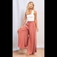 thumbnail image 5 of Pantalones Casuales para Mujer, con Cintura Elástica y Pierna , con Bolsillos. Naranja Rojo M, 5 of 10