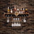 thumbnail image 2 of Homde Wine Rack Wall Mounted Wood,Alcohol Shelf with Bottle Stemware Glass Holder Rustic, Airplane Shape Multi Functional Liquor Display Storage for Home Bar (Light Brown), 2 of 8
