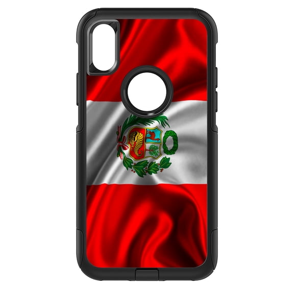 DistinctInk Custom SKIN / DECAL compatible with OtterBox Commuter for iPhone XR (6.1" Screen) - Peru Waving Flag - Show Your Love of Peru