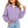 thumbnail image 2 of Dwellite Girls Zip-Up Hooded Lightweight Casual Fall Winter Sweatshirt with Pocket 5-13 Years Light Purple 140, 2 of 6