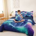 thumbnail image 3 of Castle Fairy Wildlife Aurora Polar Bear 7-Piece Twin Bedding for Teens,Icy Lake Snow Mountain Bedding Comforter Set,Mint Purple White,Navy Blue Reversible, 3 of 7