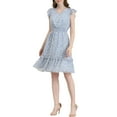 thumbnail image 1 of INSPIRE CHIC Women's Dress Floral Flutter Sleeves V Neck Smocked Ruffle Casual Dresses Light Blue S, 1 of 7