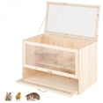 thumbnail image 3 of Fir Wood Hamster Cage with Flip Roof Multi Ladder Activity Areas for Guinea Pigs Hedgehogs Natural Small Animal Habitat, 3 of 10