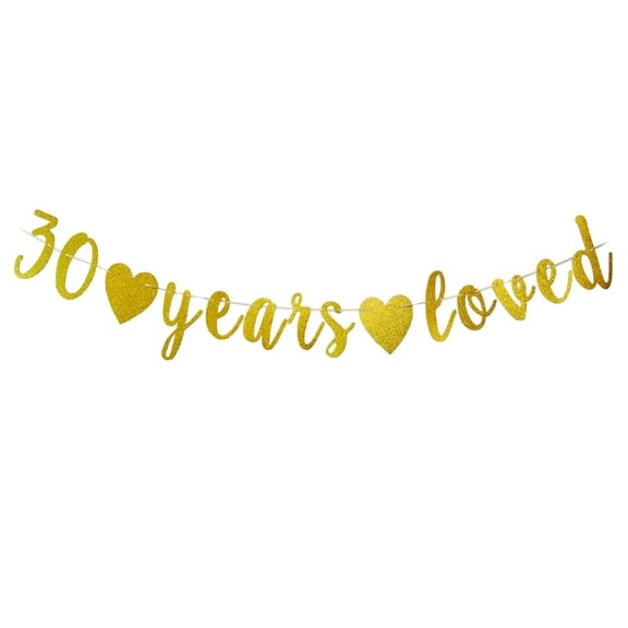 30 Years Loved banner Happy 30th Birthday Party Sign,Cheers to 30Th Anniversary/Birthday Party Decorations Supplies