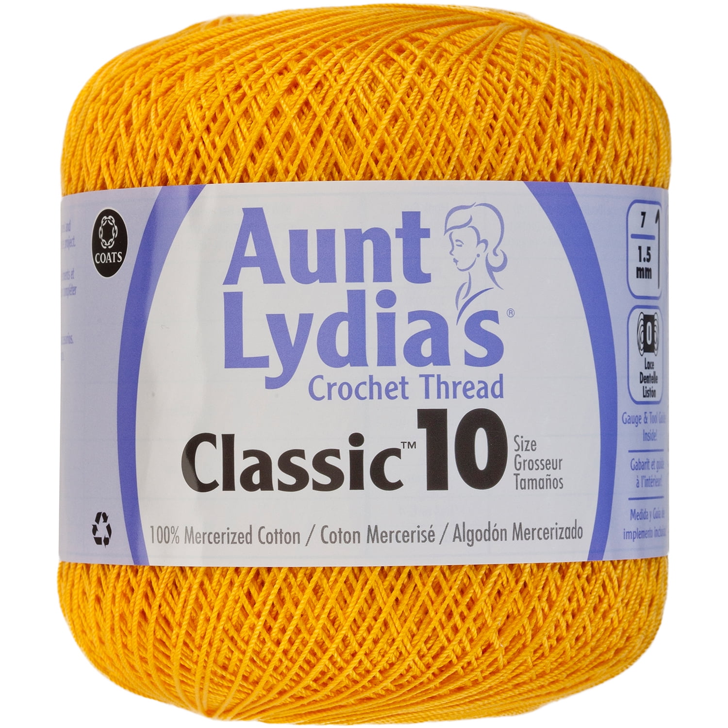 Aunt Lydia Classic Golden Rod Crochet - 3 Pack of 350y/320m
