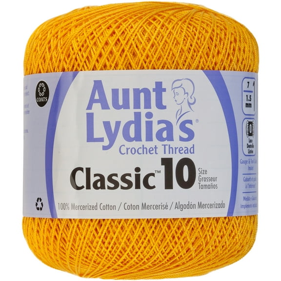 Aunt Lydia Classic Golden Rod Crochet - 3 Pack of 350y/320m - Cotton - Gauge 10 - Crochet