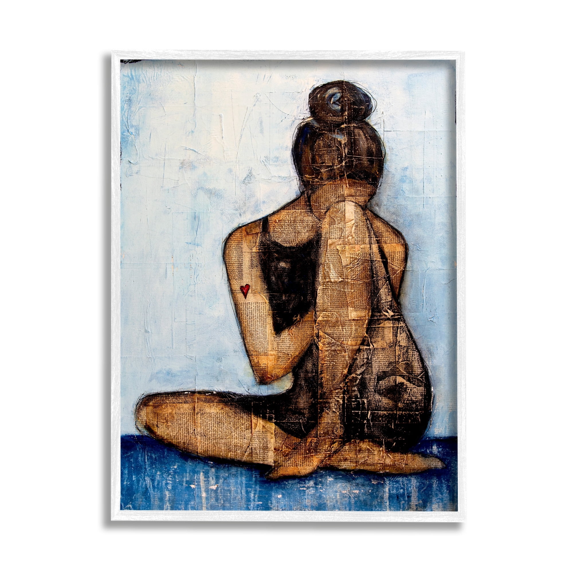 Stupell Industries Emotional Painting Collage Layered Words Girl Heart Painting White Framed Art Print Wall Art, Design by Erin Ashley
