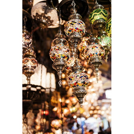 Mosaic Glass Turkish Lights on Display, Grand Bazaar (Kapali Carsi), Istanbul, Turkey Print Wall Art By Ben (Best Glass Pipes For Sale)