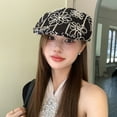thumbnail image 2 of SikaFu Summer Version Of Retro Flowers Embroidered Forward Hat Girl Out Of The Street To Show Face Small Versatile Fashionable Beare Hat, 2 of 9