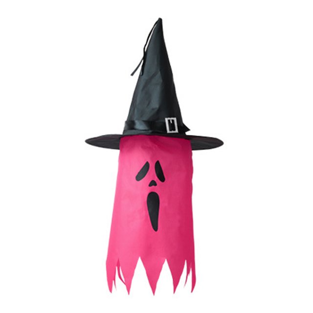 Hugtrwg Sombreros Bruja LED para Halloween Calcetín Viento Fantasma Adorno para Cosplay (rojo Rosa)
