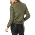 thumbnail image 4 of INSPIRE CHIC Women's Stand Collar Zip Up Raglan Sleeves Bomber Quilted Jacket XS Green, 4 of 7