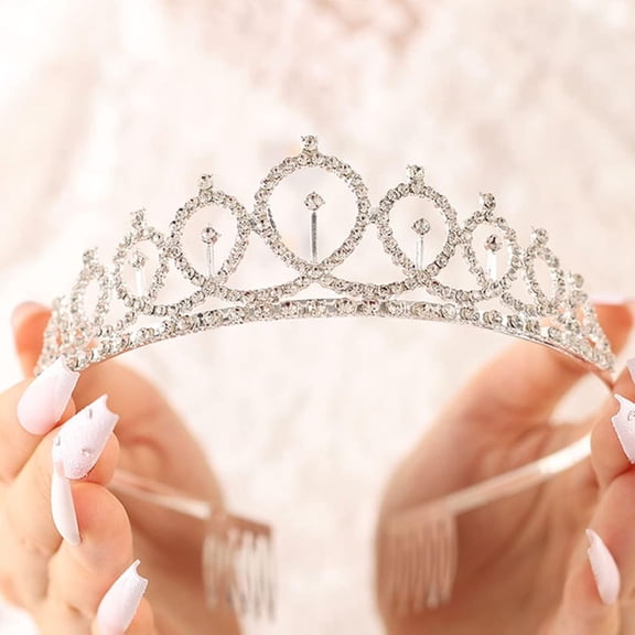 Birthday Crowns Princess Silver Crown Crystal Tiara Bride Party Hair Accessories for Women and Girls