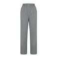 thumbnail image 6 of Wyobmus Casual Straight Leg Long Pants for Women Solid Color Elastic Waist Comfy Stretch Pull On Pants Gray, 6 of 7
