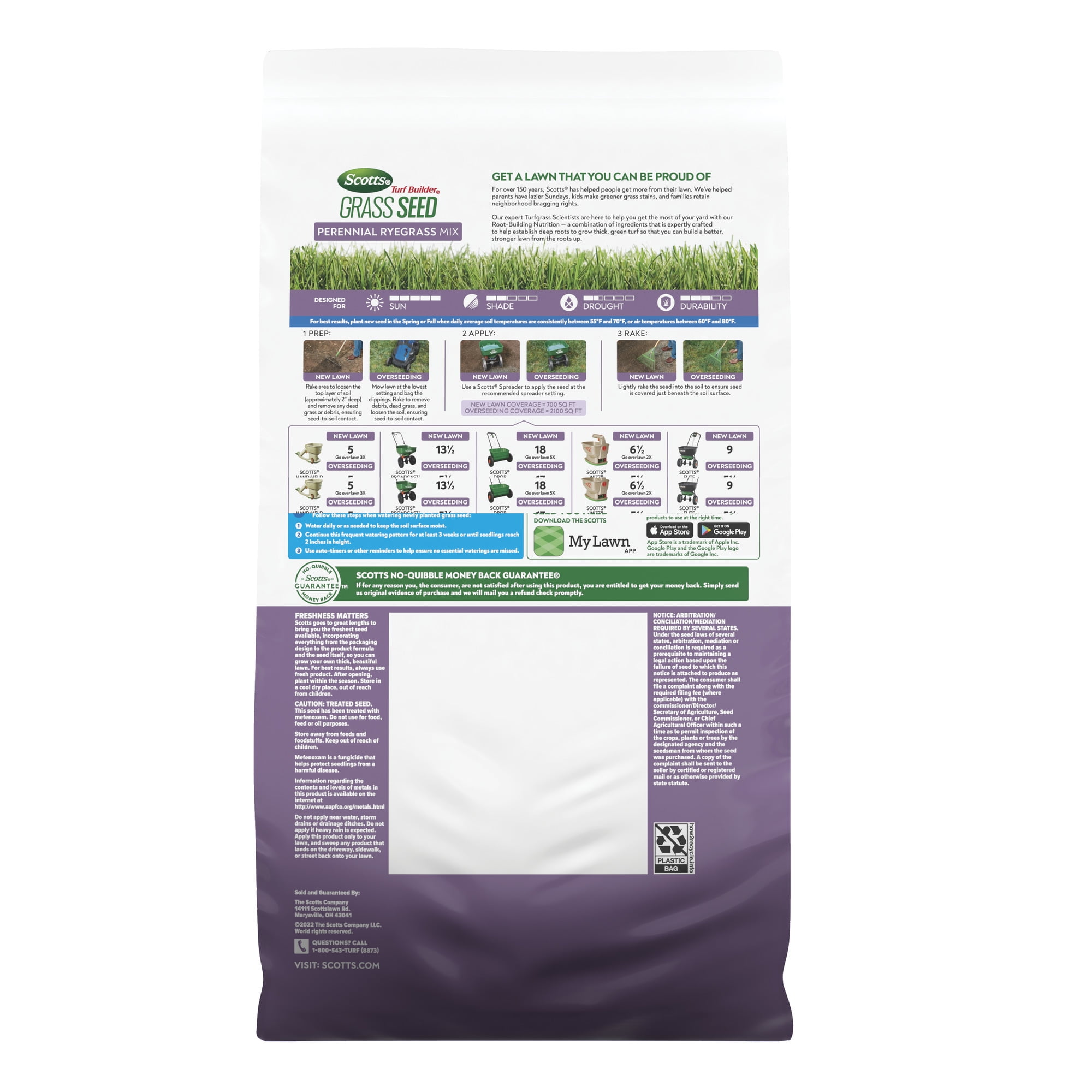 Scotts Turf Builder Grass Seed Perennial Ryegrass Mix, 5.6 lbs.