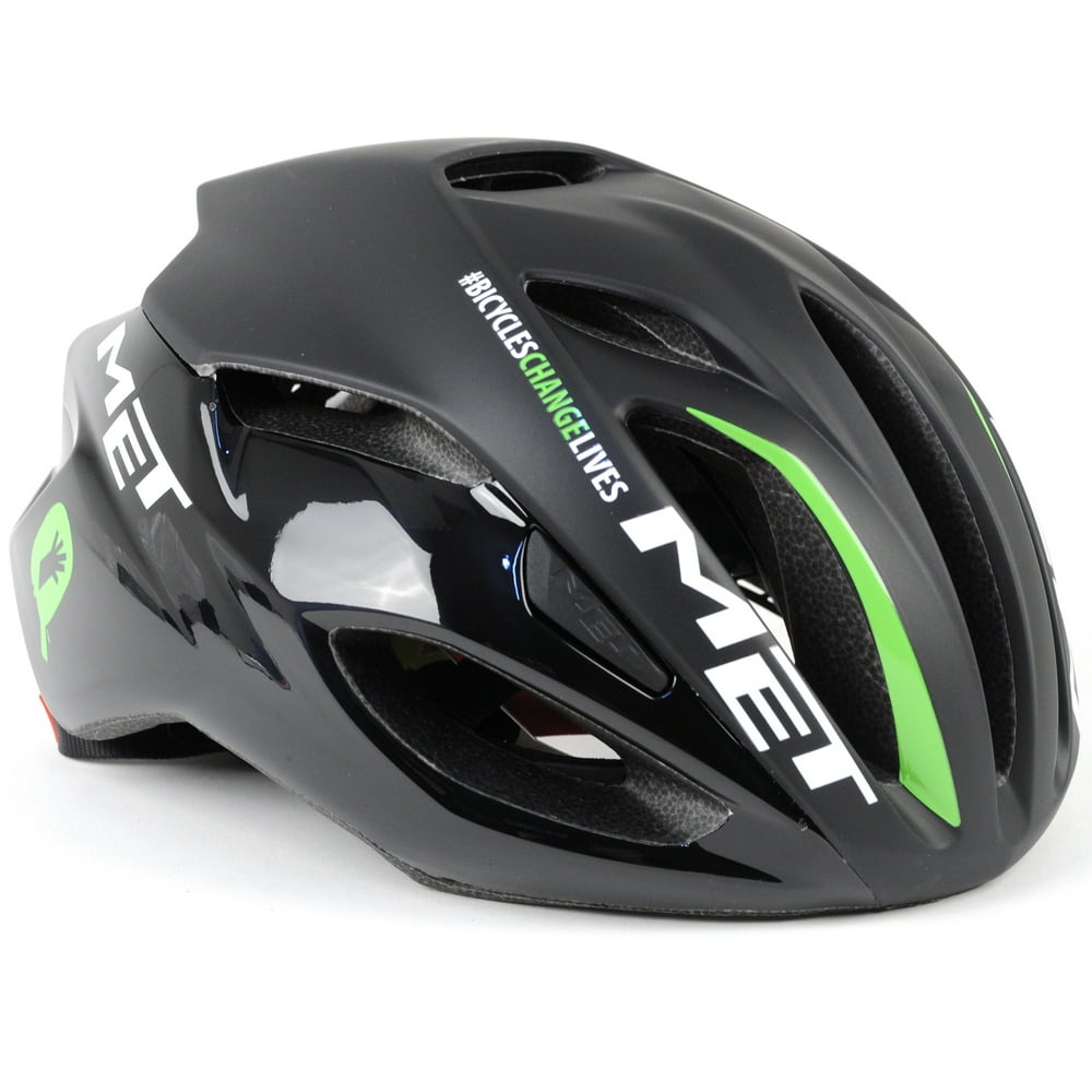 MET Rivale Road Bike Helmet // Matte Black/Green (Dimension Data