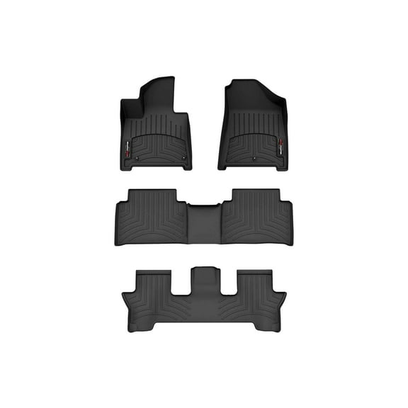 WeatherTech Custom Fit FloorLiners compatible with 2024-2026 Hyundai Santa Fe - Complete Set (1st, 2nd, & 3rd Row), Black
