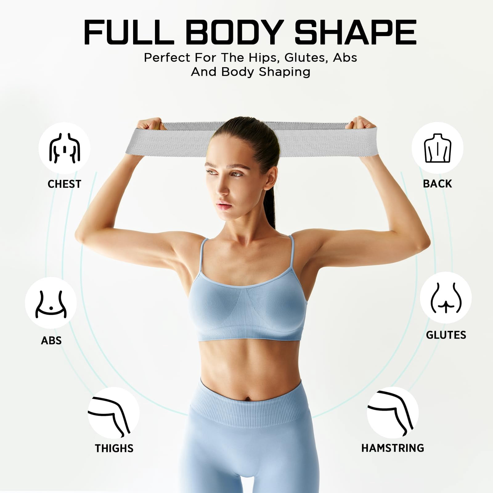 12 Pcs Fabric Resistance Bands for Working Out Booty Workout Stretch Exercise Bands Non Slip for Legs Squat Resistance Loop for Women Men Starter Butt Hip Thigh Fitness