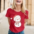 thumbnail image 2 of Womens Christmas T-Shirts Casual Fashionable Snowman Print Short Sleeve Round Neck Party Blouse Tops, 2 of 4