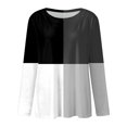 thumbnail image 4 of POINTERTECK Femmes Quotidien Tops Imprimer Manches Longues Confortable Couleur Bloc Chemisier Casual Manches Longues Tunique Col Rond Pull-Over Chemises, 4 of 4