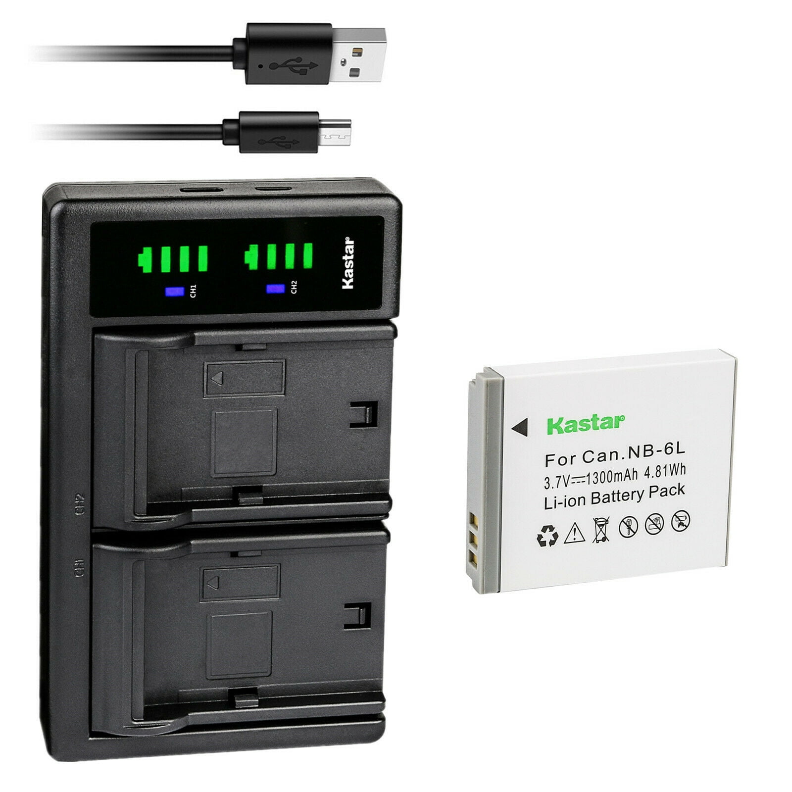 Kastar 1-Pack NB-6L Battery and LTD2 USB Charger Replacement for Canon NB-6L NB6L NB-6LH NB6LH Battery Canon CB-2LY Charge Canon Digital IXUS 200 IS Digital IXUS 210 Digital Camera